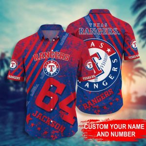 CUSTOM YOUR NAME TEXAS RANGERS HAWAII SHIRT WJ43