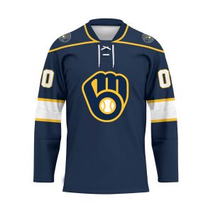 Custom Your Name Milwaukee Brewers Hockey Jersey JD39