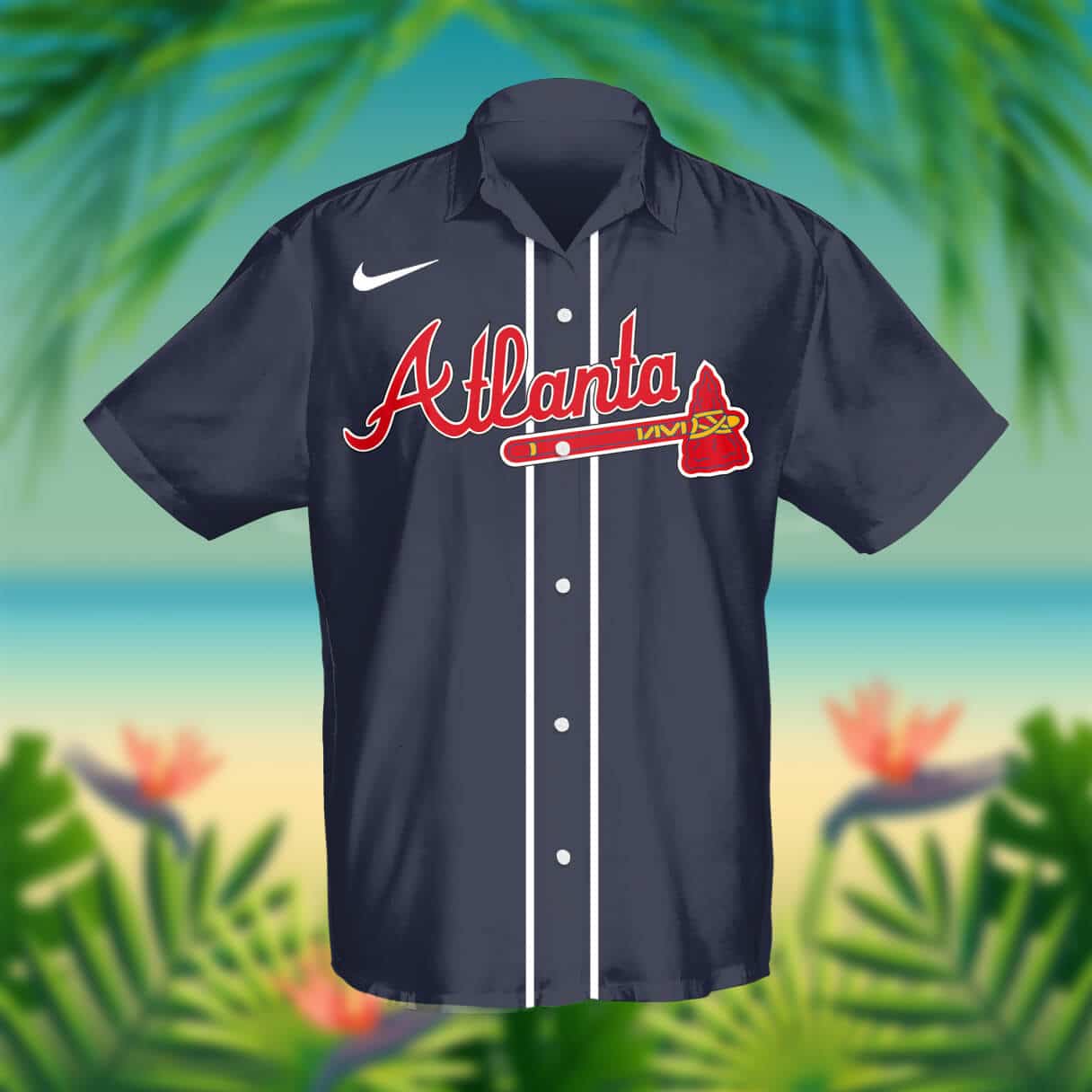 Custom Your Name Atlanta Braves Hawaii Shirt AV35 - Image 2