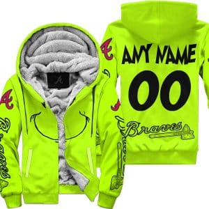 Grinch - Custom Name - Atlanta Braves - Fleece Zip Hoodie
