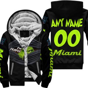 Grinch - Ew People - Miami Marlins - Fleece Zip Hoodie