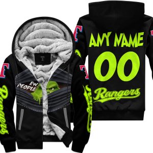 Grinch - Ew People - Texas Rangers - Fleece Zip Hoodie
