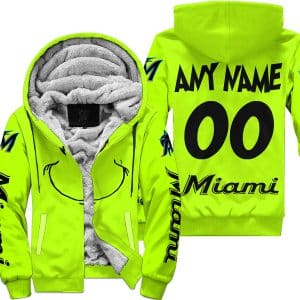 Grinch - Custom Name - Miami Marlins - Fleece Zip Hoodie