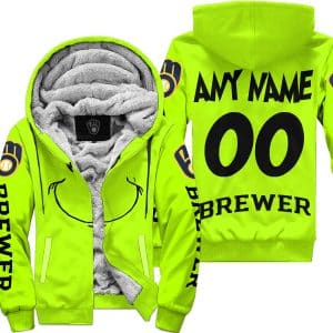Grinch - Custom Name - Milwaukee Brewers - Fleece Zip Hoodie