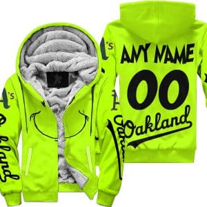 Grinch - Custom Name - Oakland Athletics - Fleece Zip Hoodie