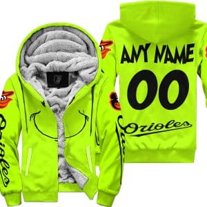 Grinch - Custom Name - Baltimore Orioles - Fleece Zip Hoodie