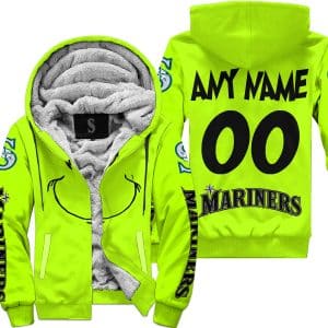 Grinch - Custom Name - Seattle Mariners - Fleece Zip Hoodie