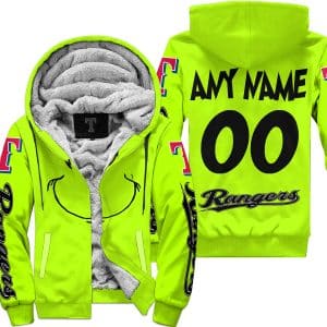 Grinch - Custom Name - Texas Rangers - Fleece Zip Hoodie