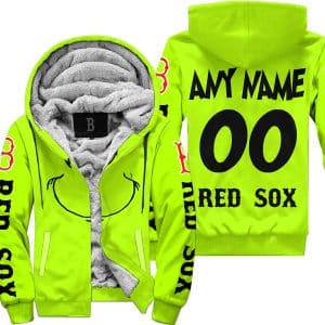 Grinch - Custom Name - Boston Red Sox - Fleece Zip Hoodie