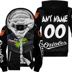 Grinch - Ew People - Baltimore Orioles - Fleece Zip Hoodie
