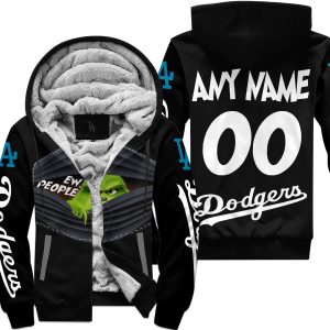 Grinch - Ew People - Los Angeles Dodgers - Fleece Zip Hoodie