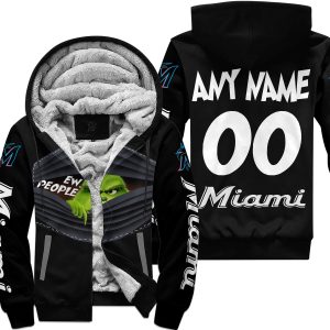 Grinch - Ew People - Miami Marlins - Fleece Zip Hoodie