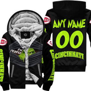 Grinch - Ew People - Cincinnati Reds - Fleece Zip Hoodie