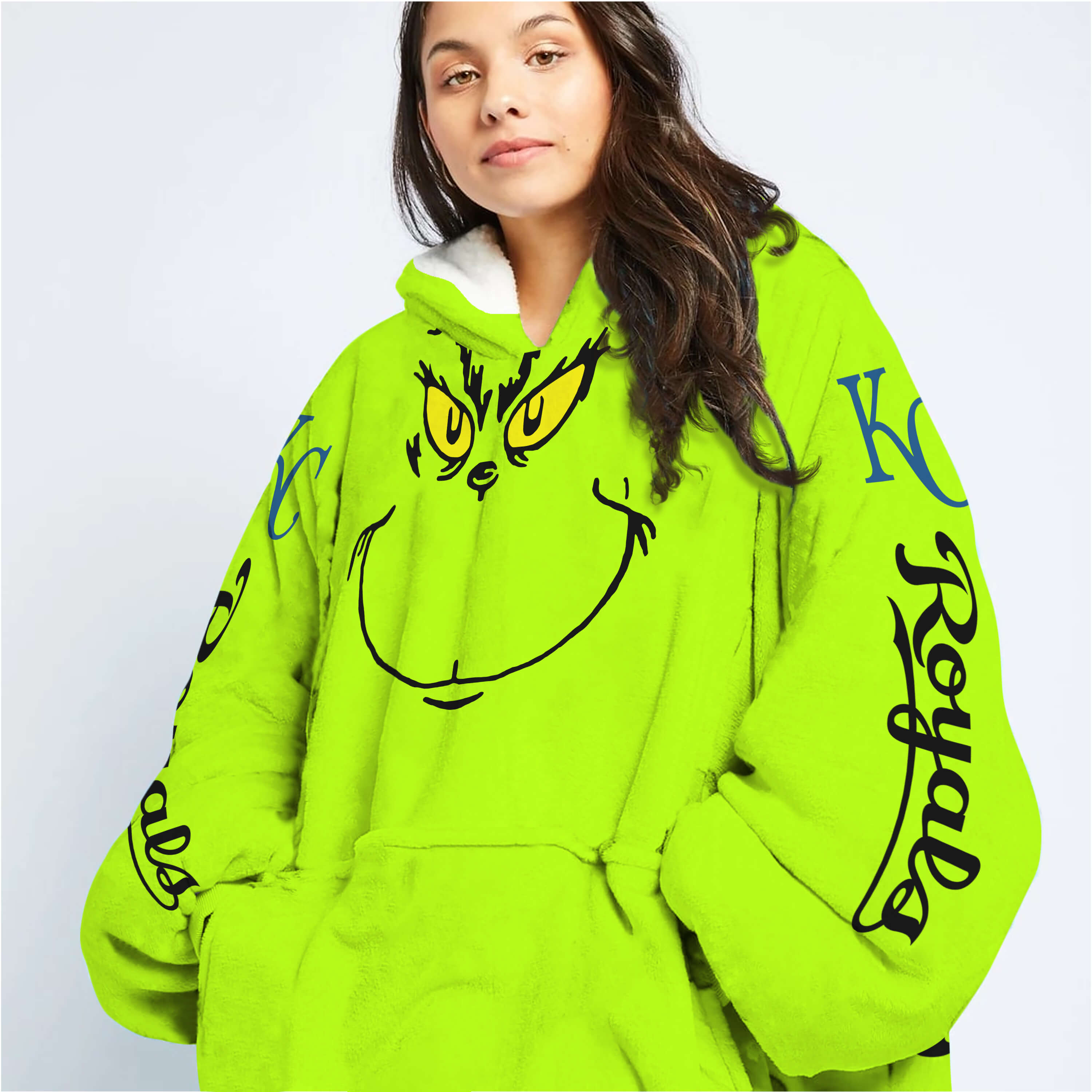 Grinch - Custom Name - Kansas City Royals - Oodie Blanket - Image 6