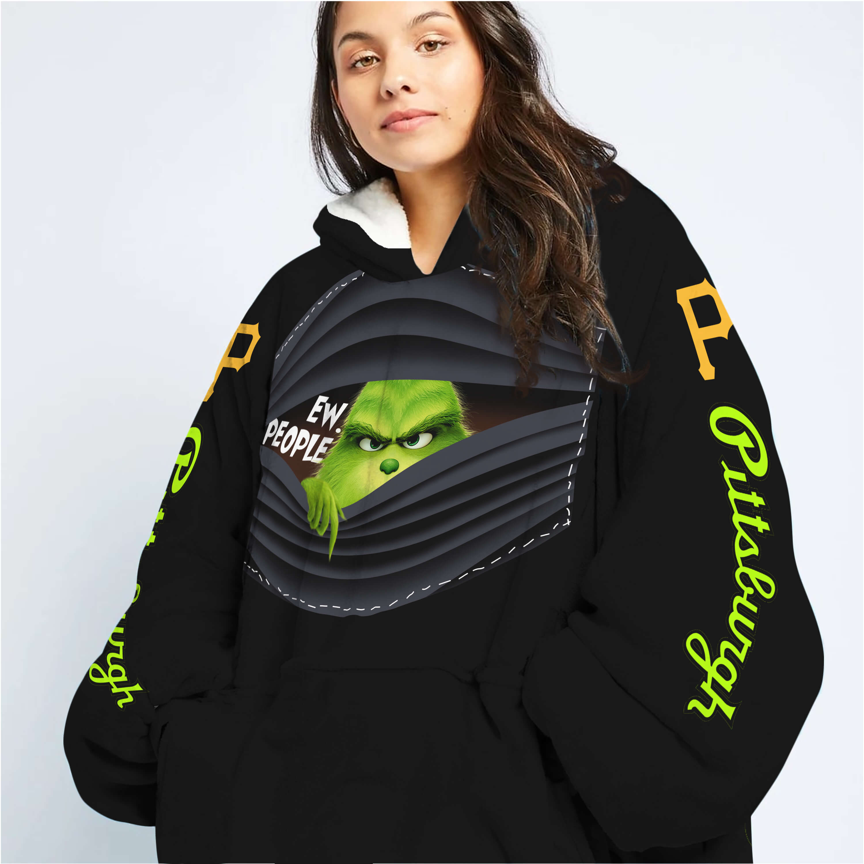 Grinch - Ew People - Pittsburgh Pirates - Oodie Blanket - Image 6