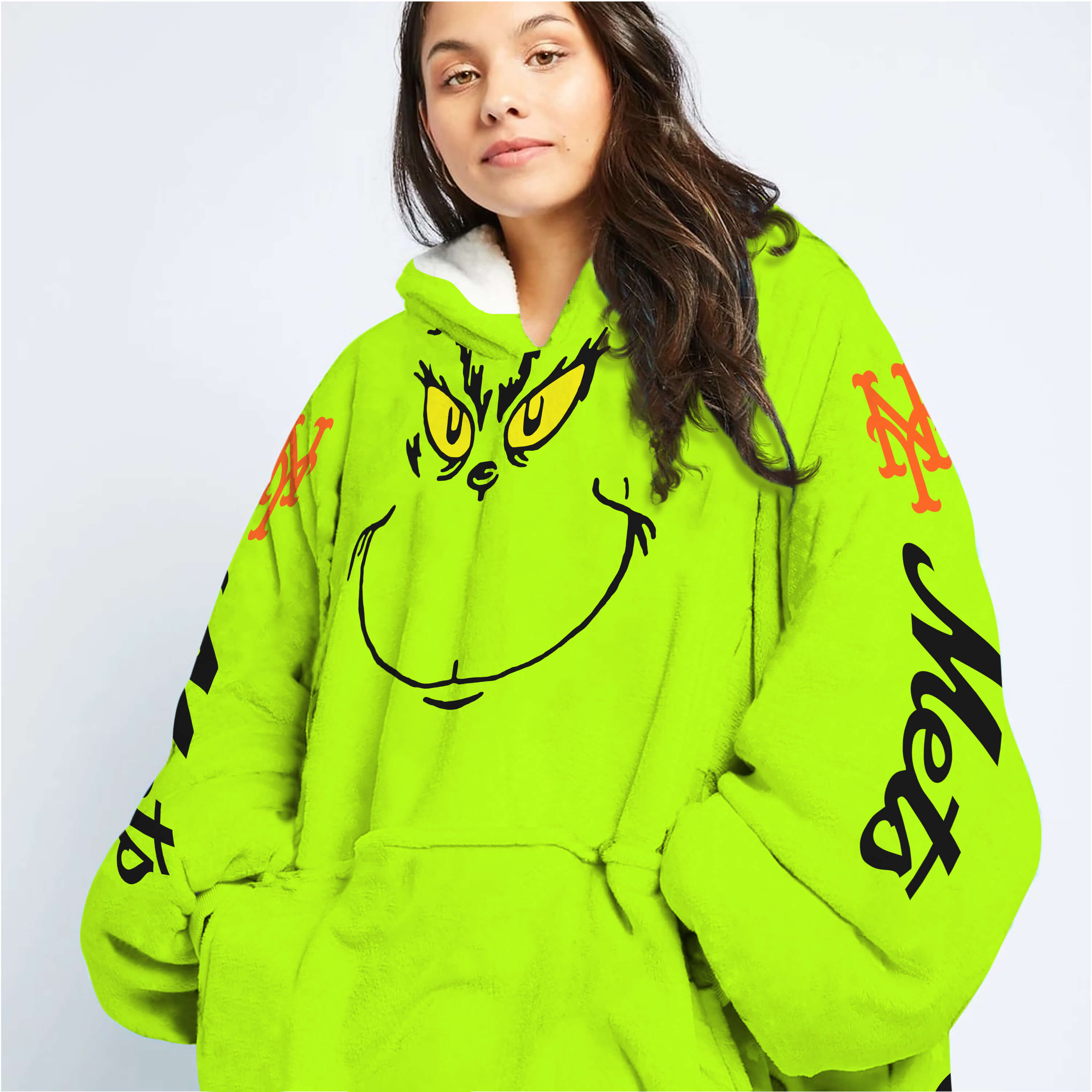 Grinch - Custom Name - New York Mets - Oodie Blanket - Image 6