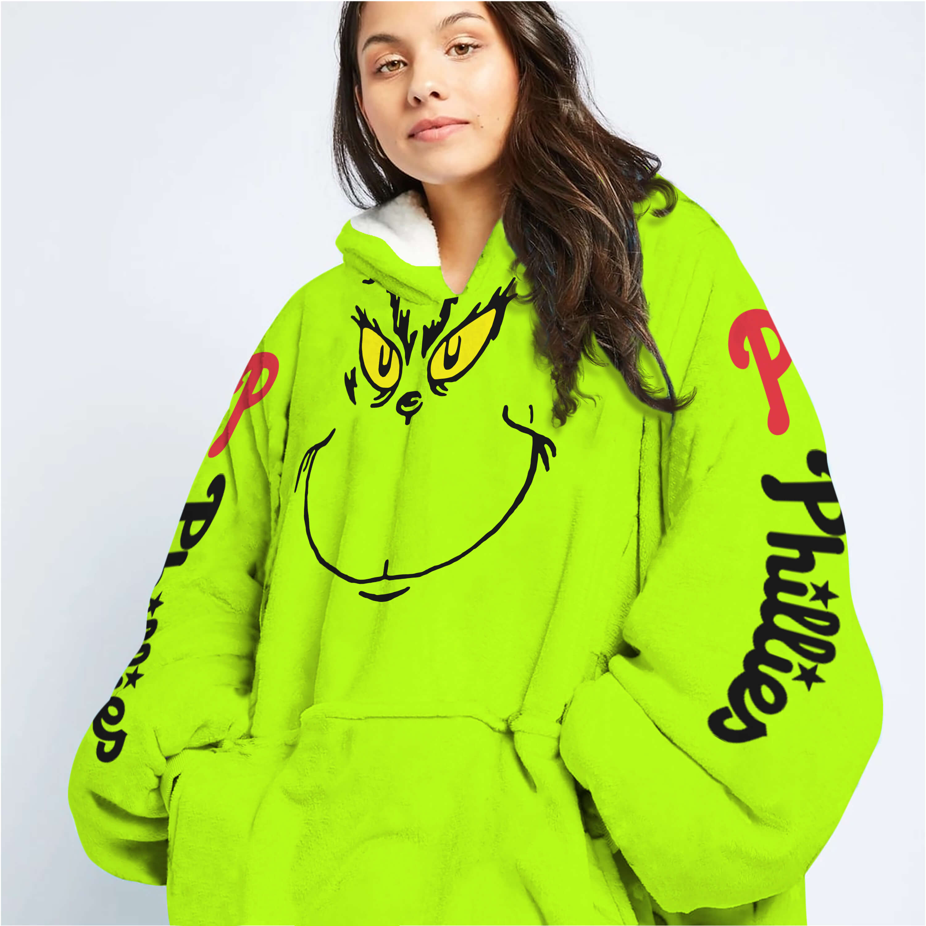 Grinch - Custom Name - Philadelphia Phillies - Oodie Blanket - Image 6
