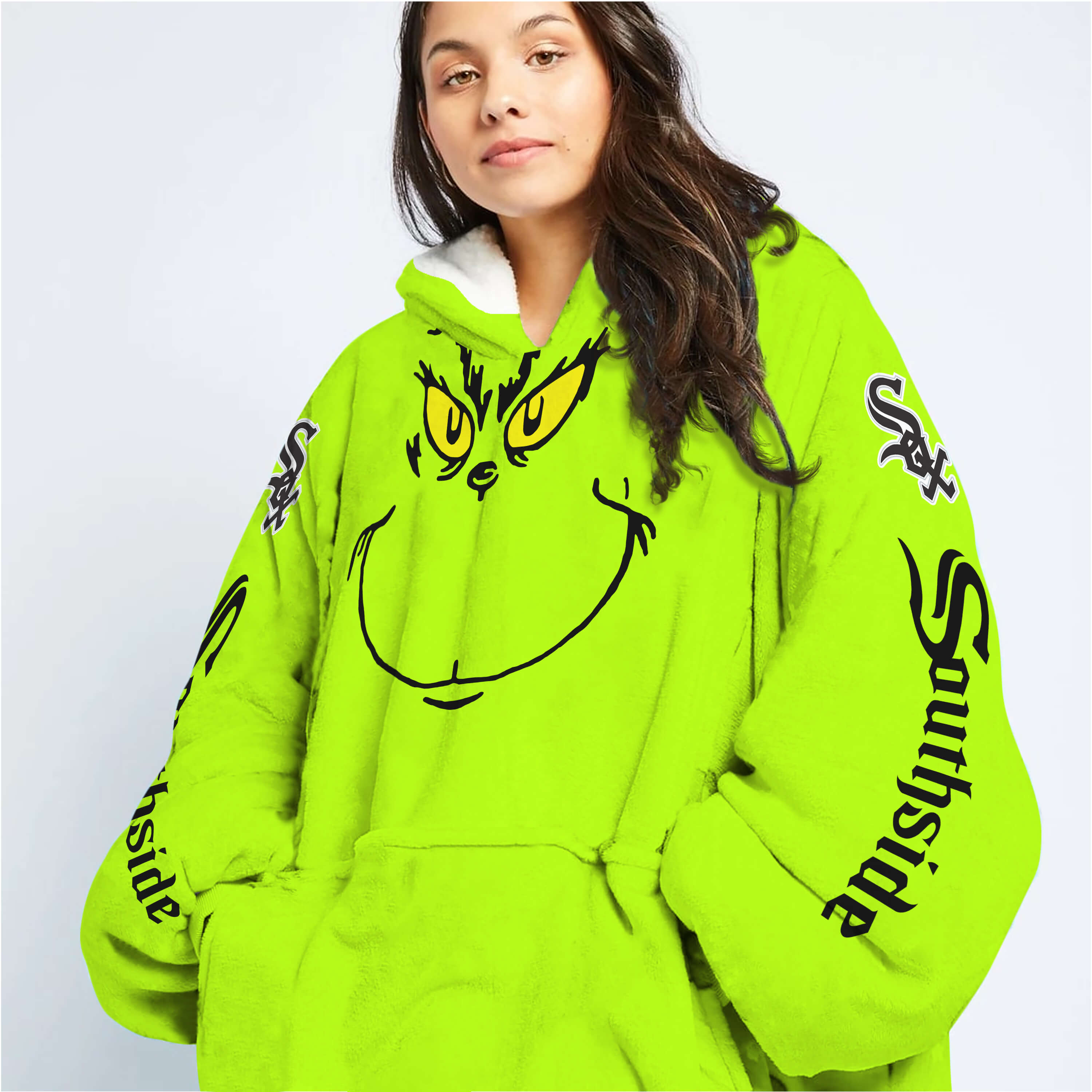 Grinch - Custom Name - Chicago White Sox - Oodie Blanket - Image 6