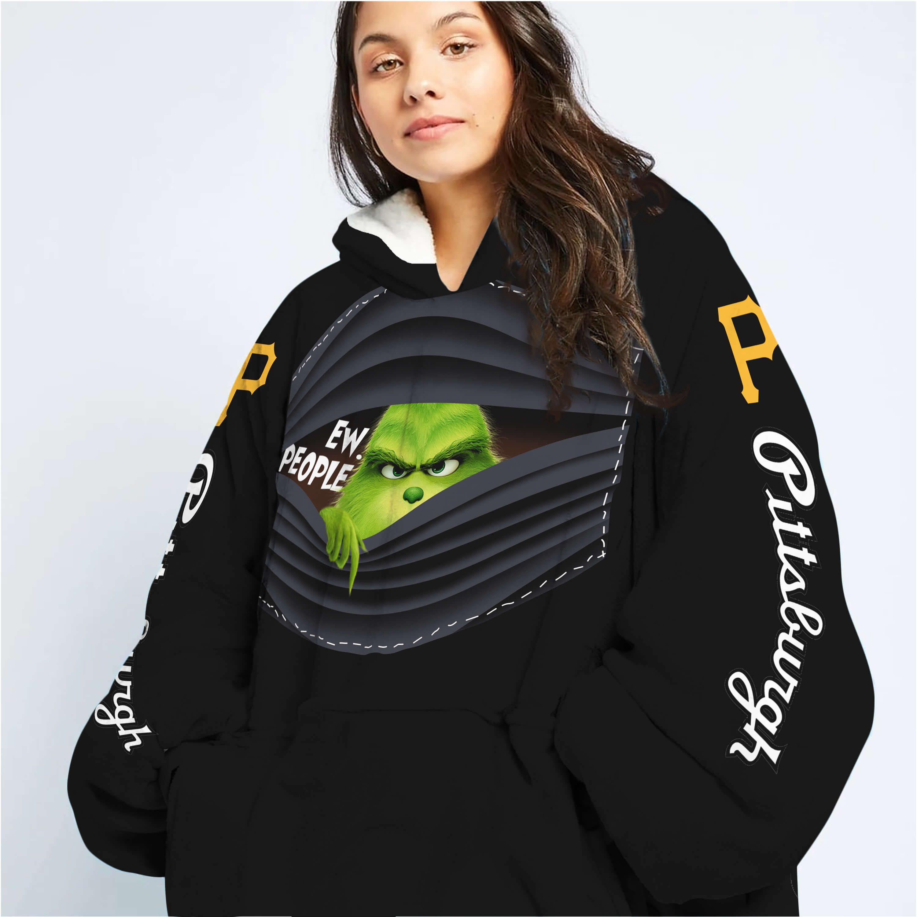 Grinch - Ew People - Pittsburgh Pirates - Oodie Blanket - Image 6
