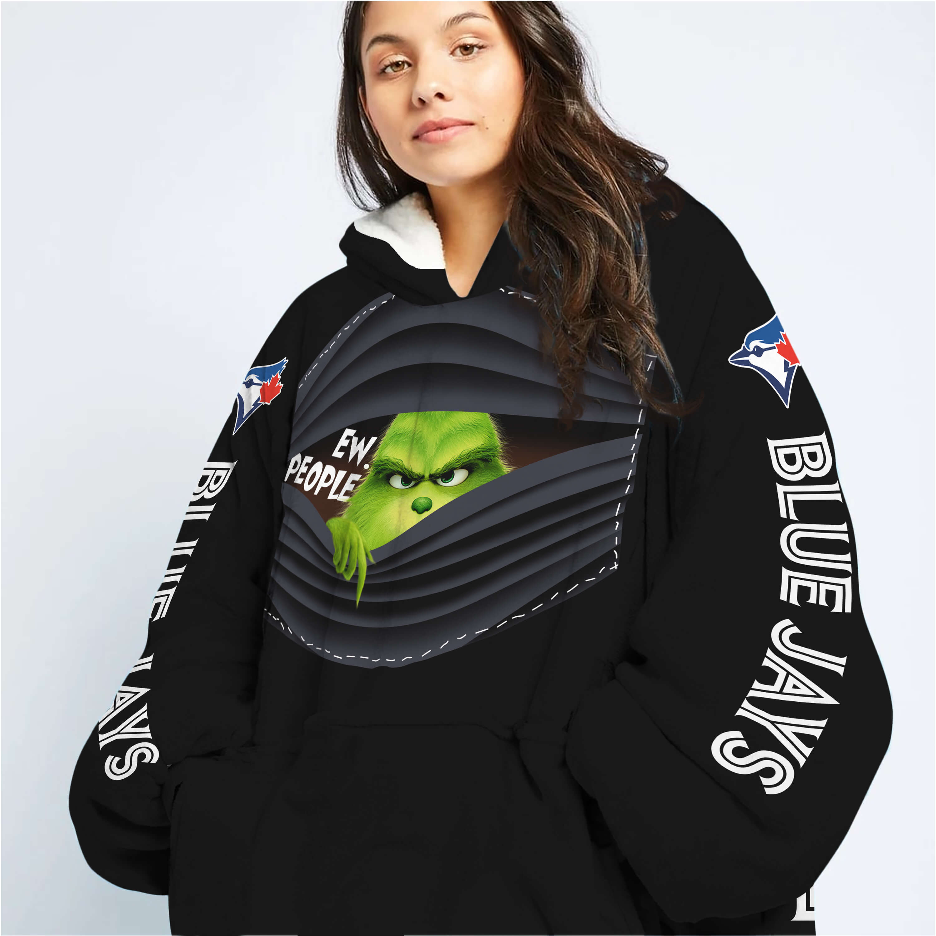 Grinch - Ew People - Toronto Blue Jays - Oodie Blanket - Image 6
