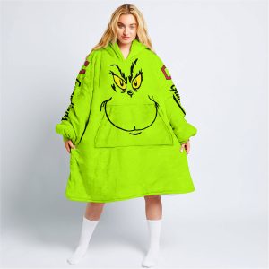 Grinch - Custom Name - Cleveland Indians - Oodie Blanket