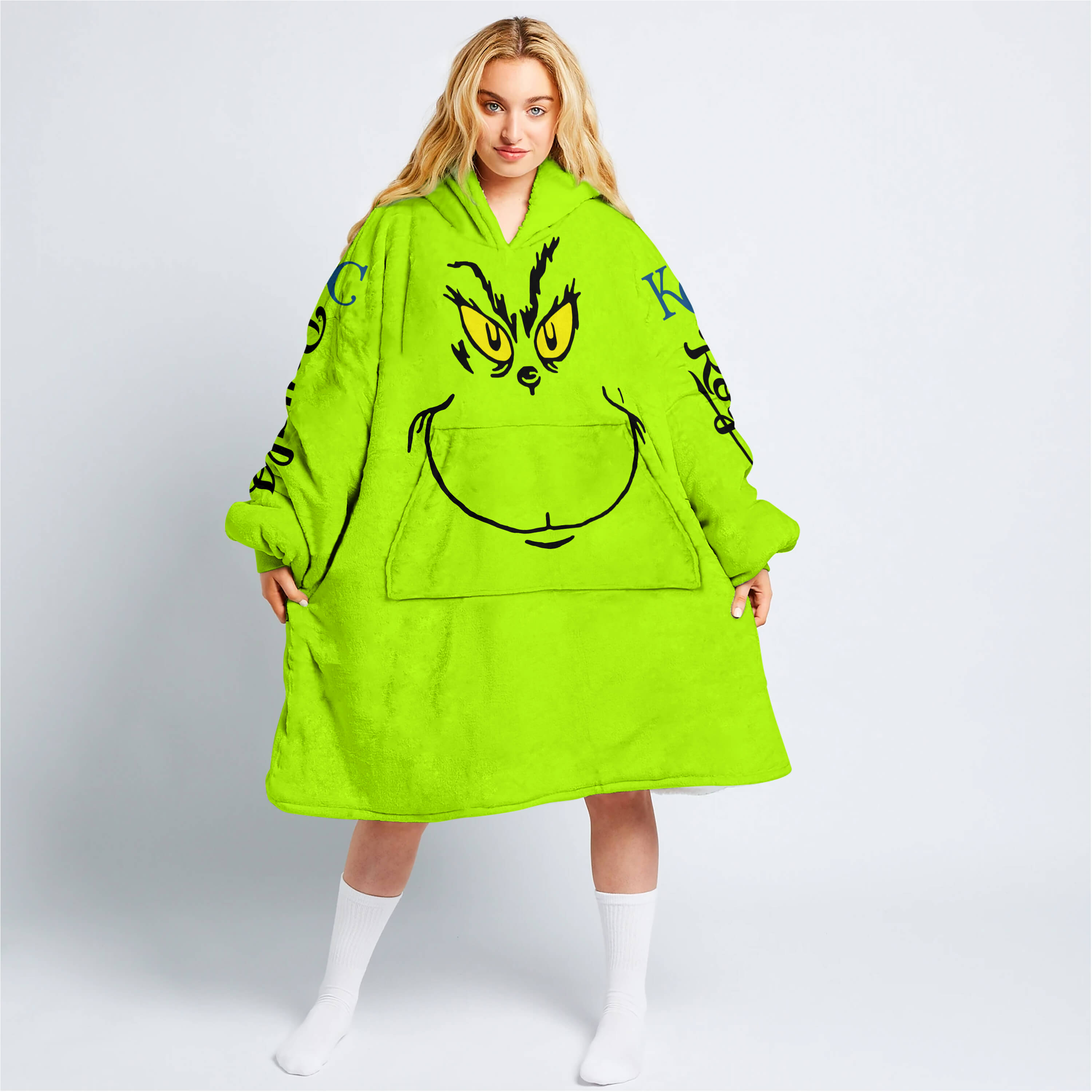 Grinch - Custom Name - Kansas City Royals - Oodie Blanket