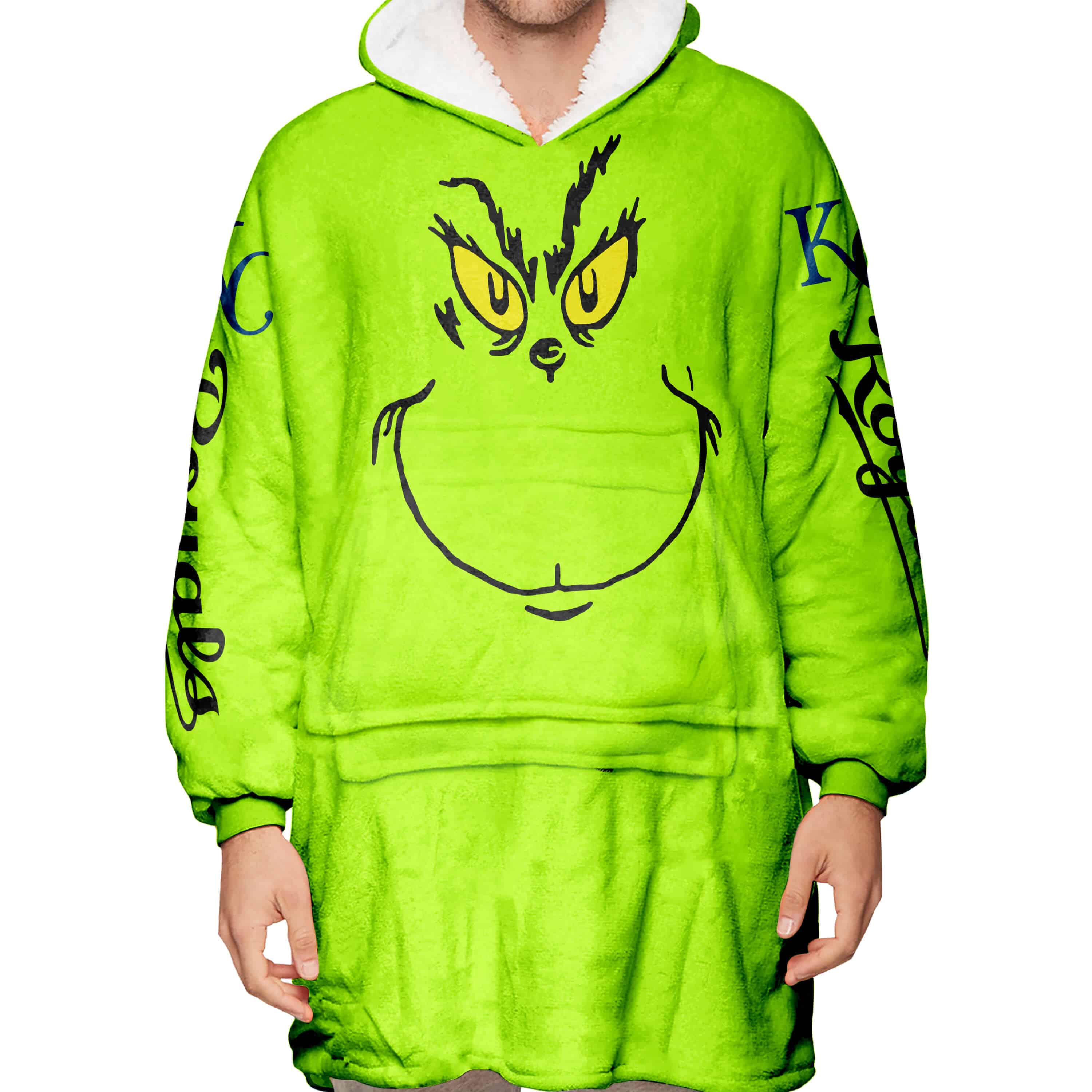 Grinch - Custom Name - Kansas City Royals - Oodie Blanket - Image 5