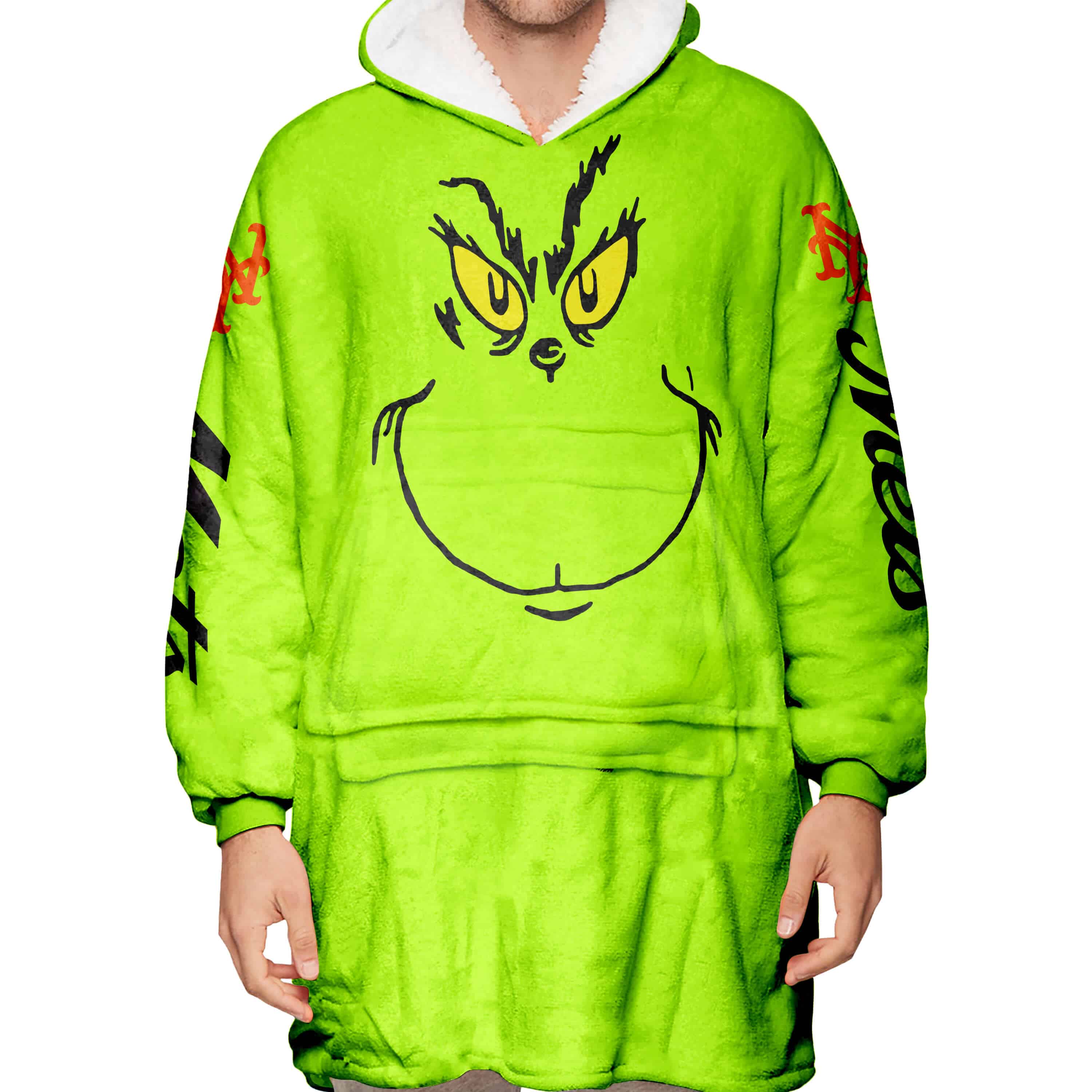 Grinch - Custom Name - New York Mets - Oodie Blanket - Image 5