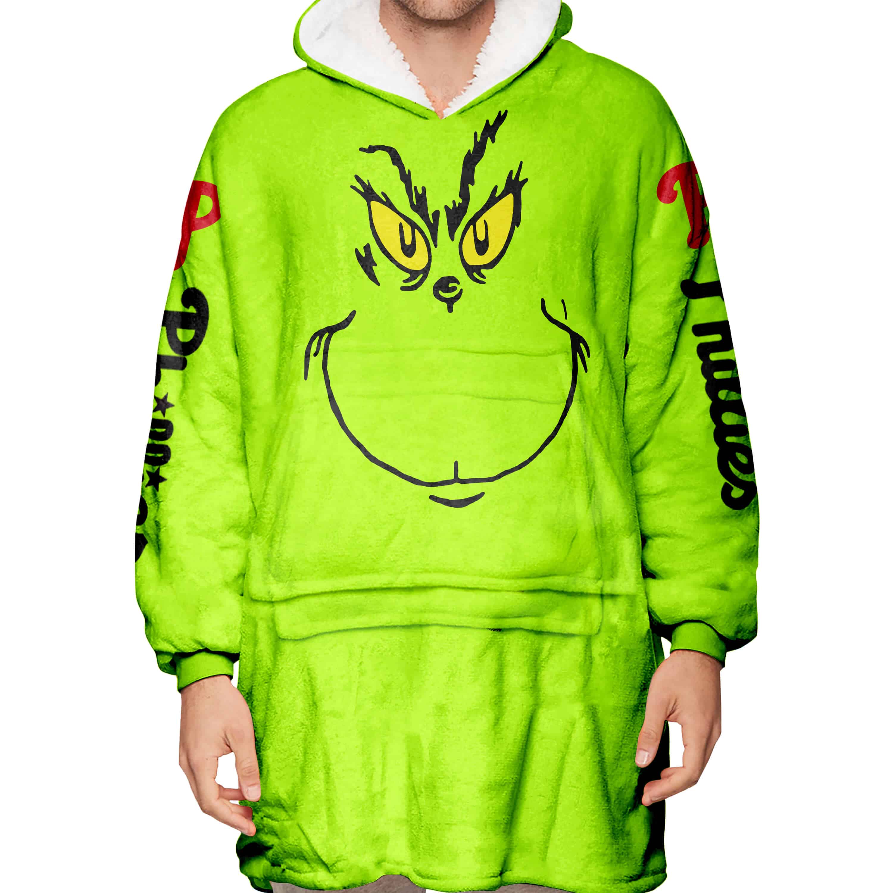 Grinch - Custom Name - Philadelphia Phillies - Oodie Blanket - Image 5