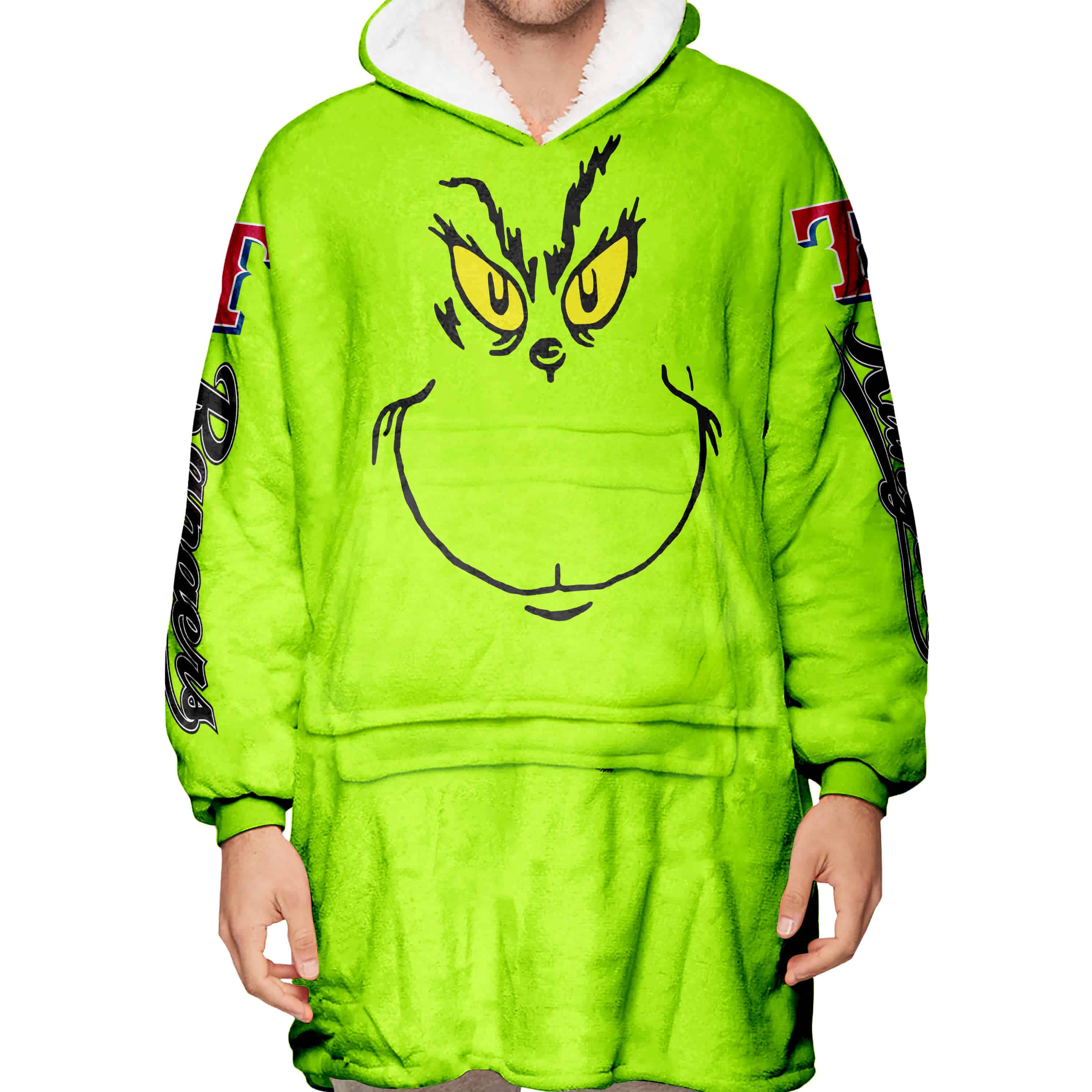 Grinch - Custom Name - Texas Rangers - Oodie Blanket - Image 5
