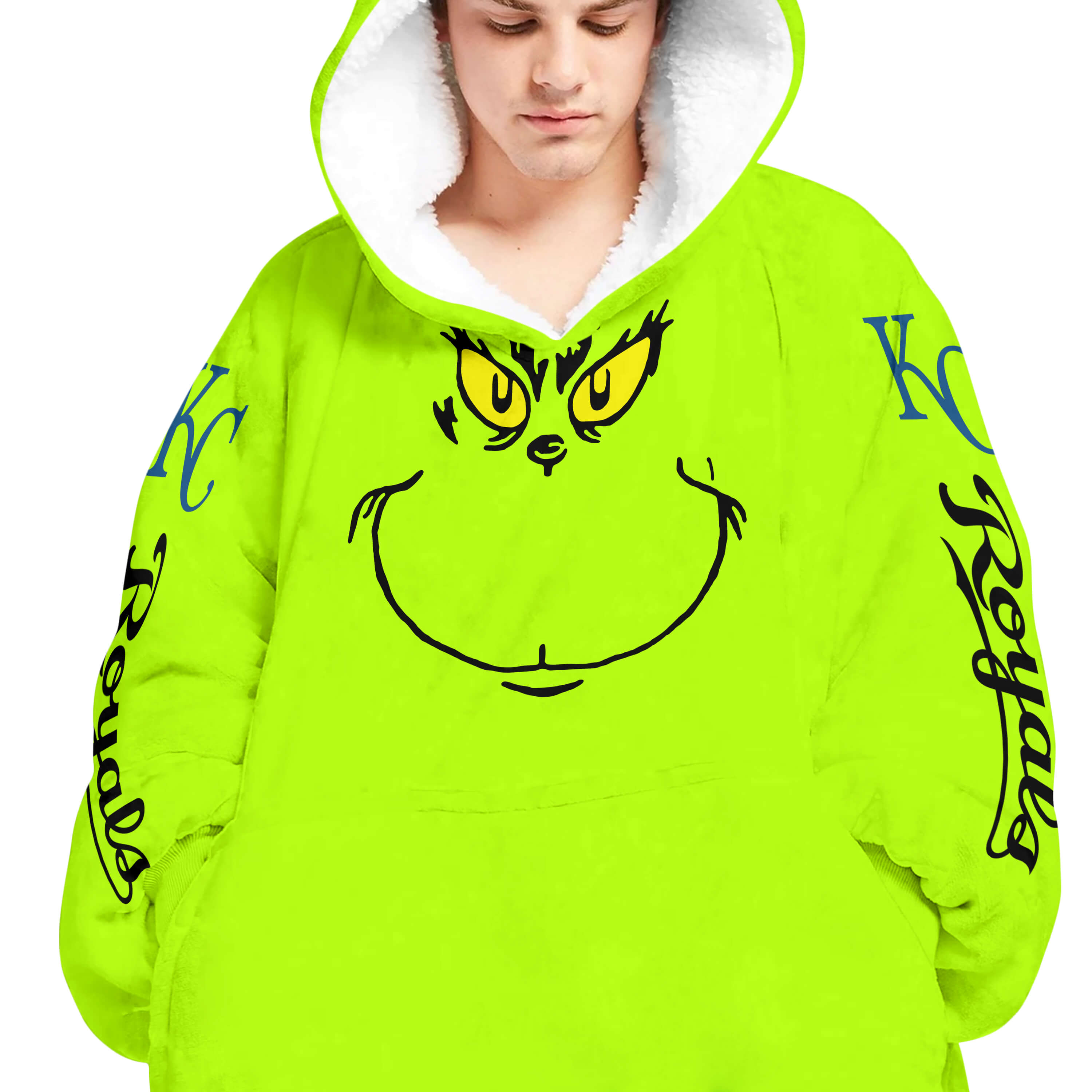 Grinch - Custom Name - Kansas City Royals - Oodie Blanket - Image 4