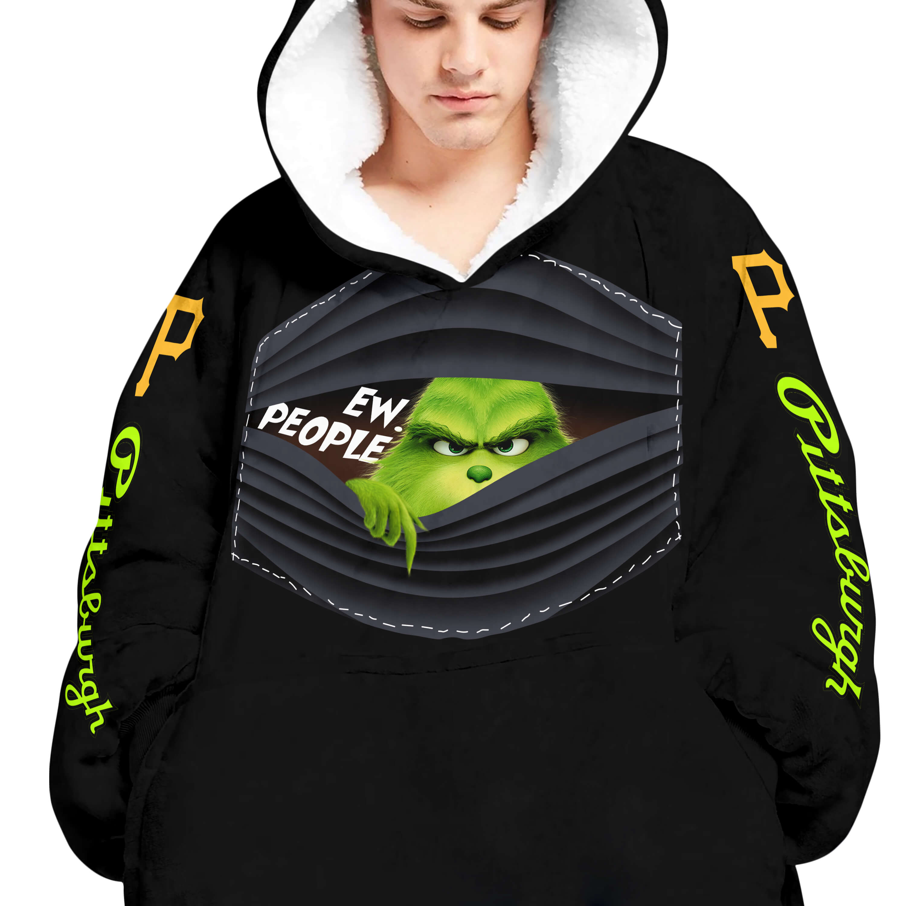 Grinch - Ew People - Pittsburgh Pirates - Oodie Blanket - Image 4
