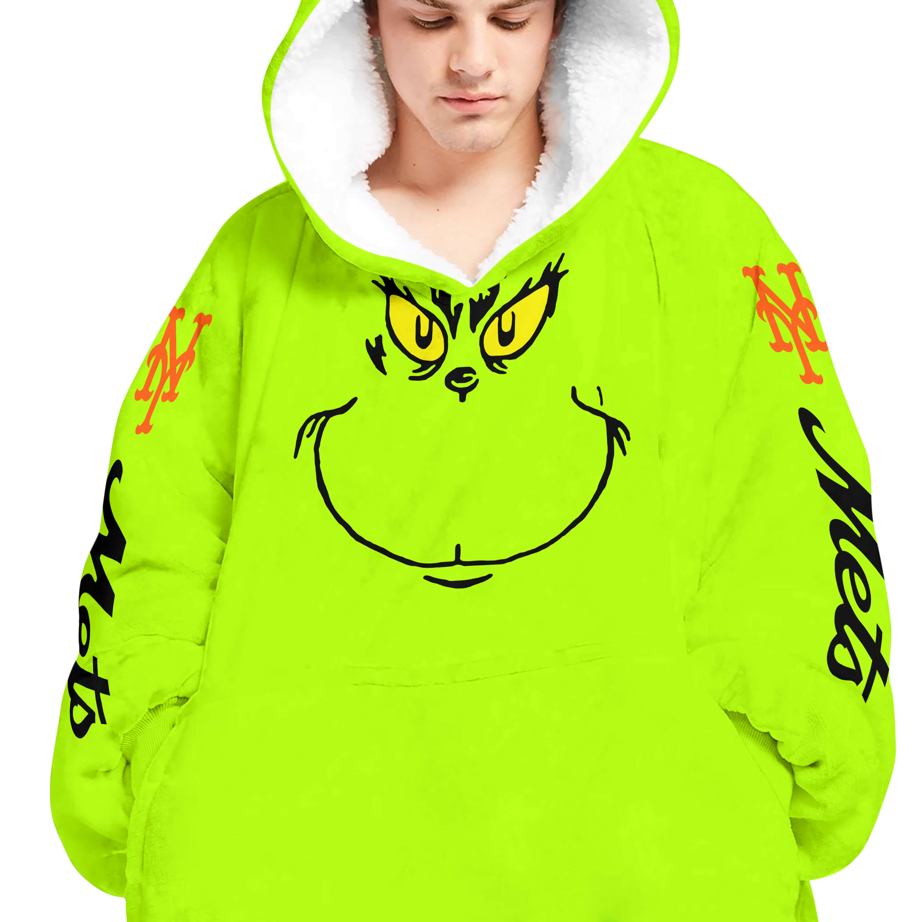 Grinch - Custom Name - New York Mets - Oodie Blanket - Image 4