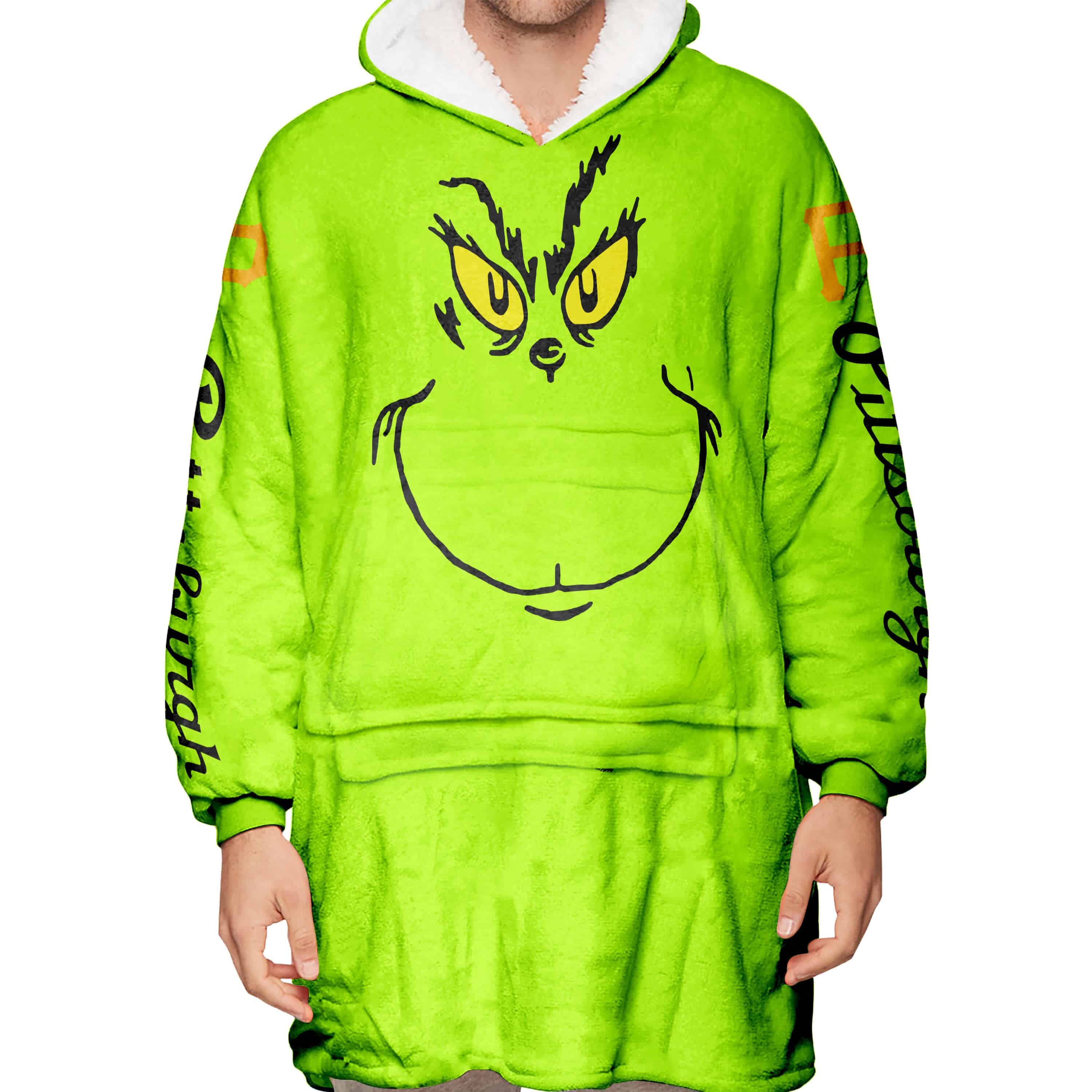 Grinch - Custom Name - Pittsburgh Pirates - Oodie Blanket - Image 4