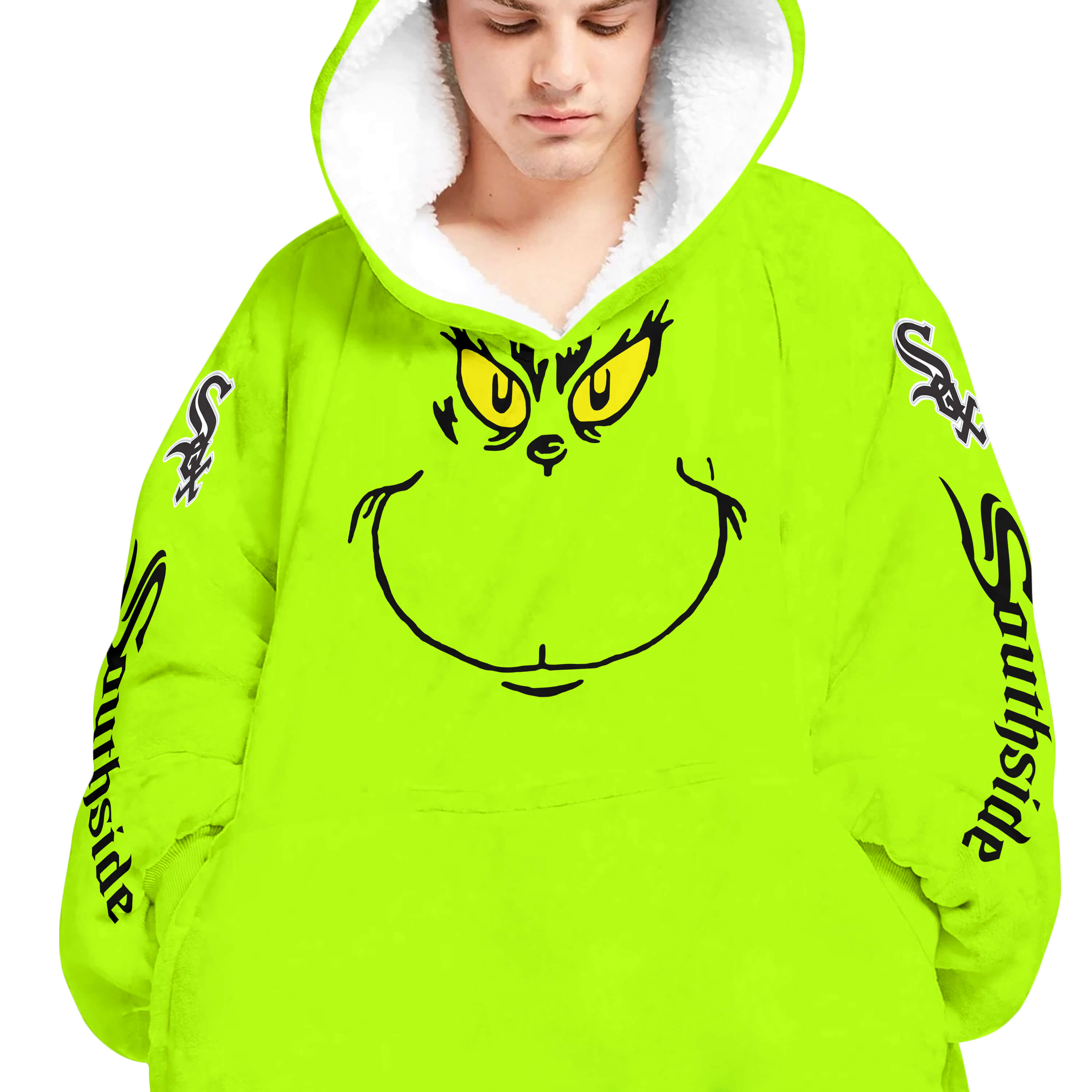 Grinch - Custom Name - Chicago White Sox - Oodie Blanket - Image 4