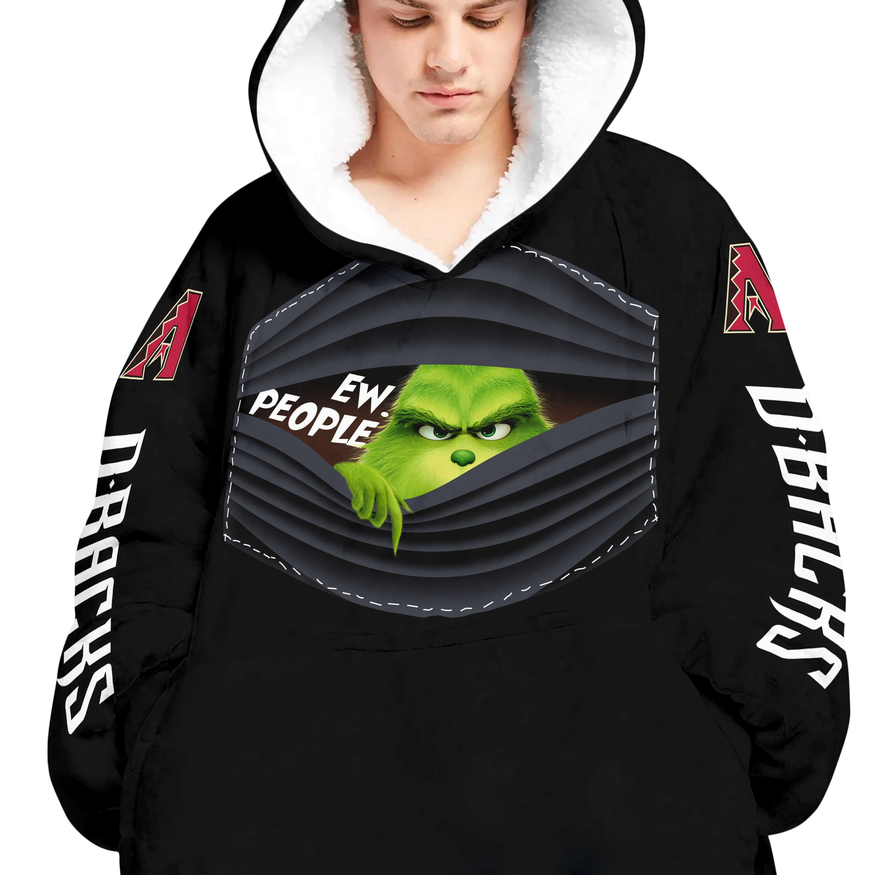 Grinch - Ew People - Arizona Diamondbacks - Oodie Blanket - Image 4