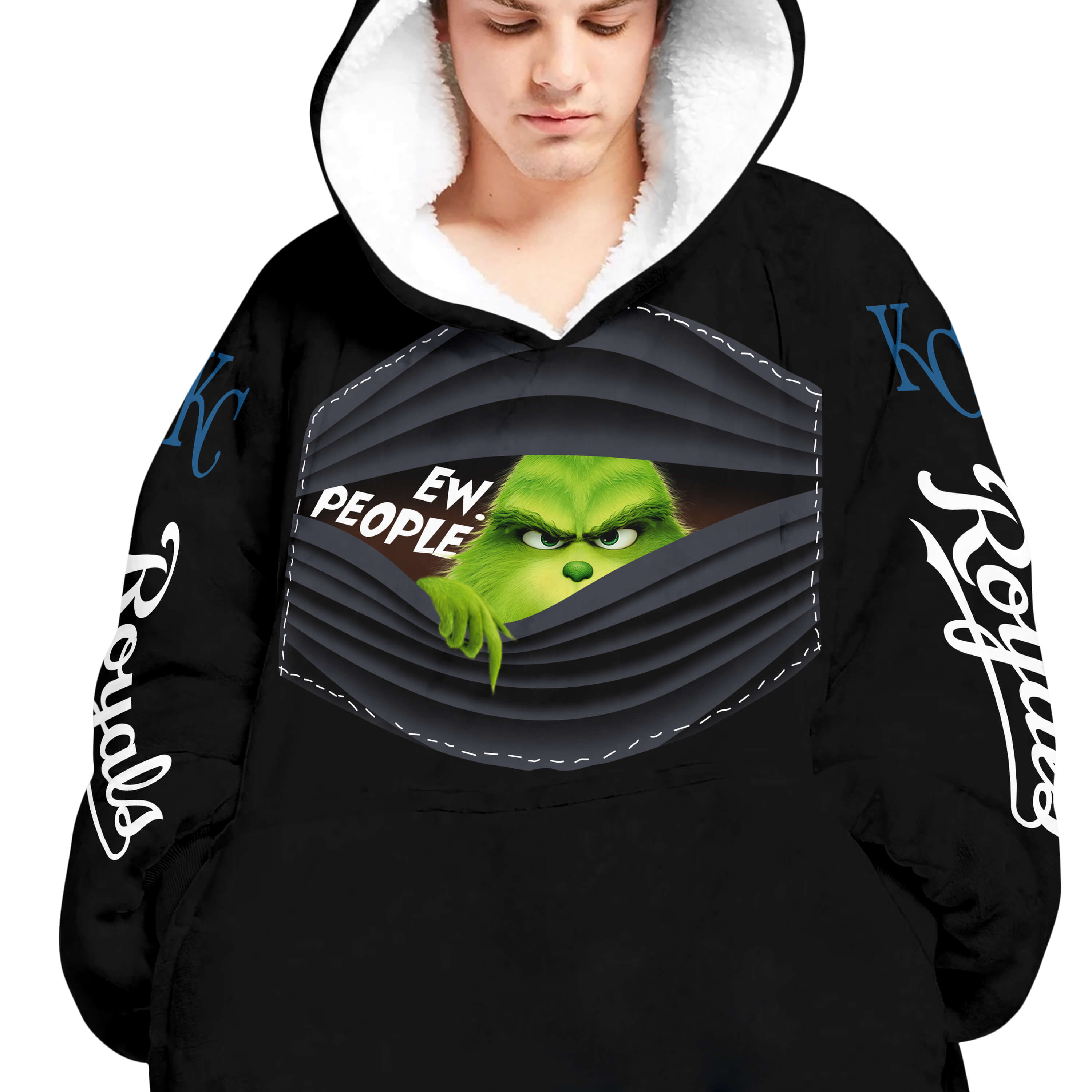 Grinch - Ew People - Kansas City Royals - Oodie Blanket - Image 4