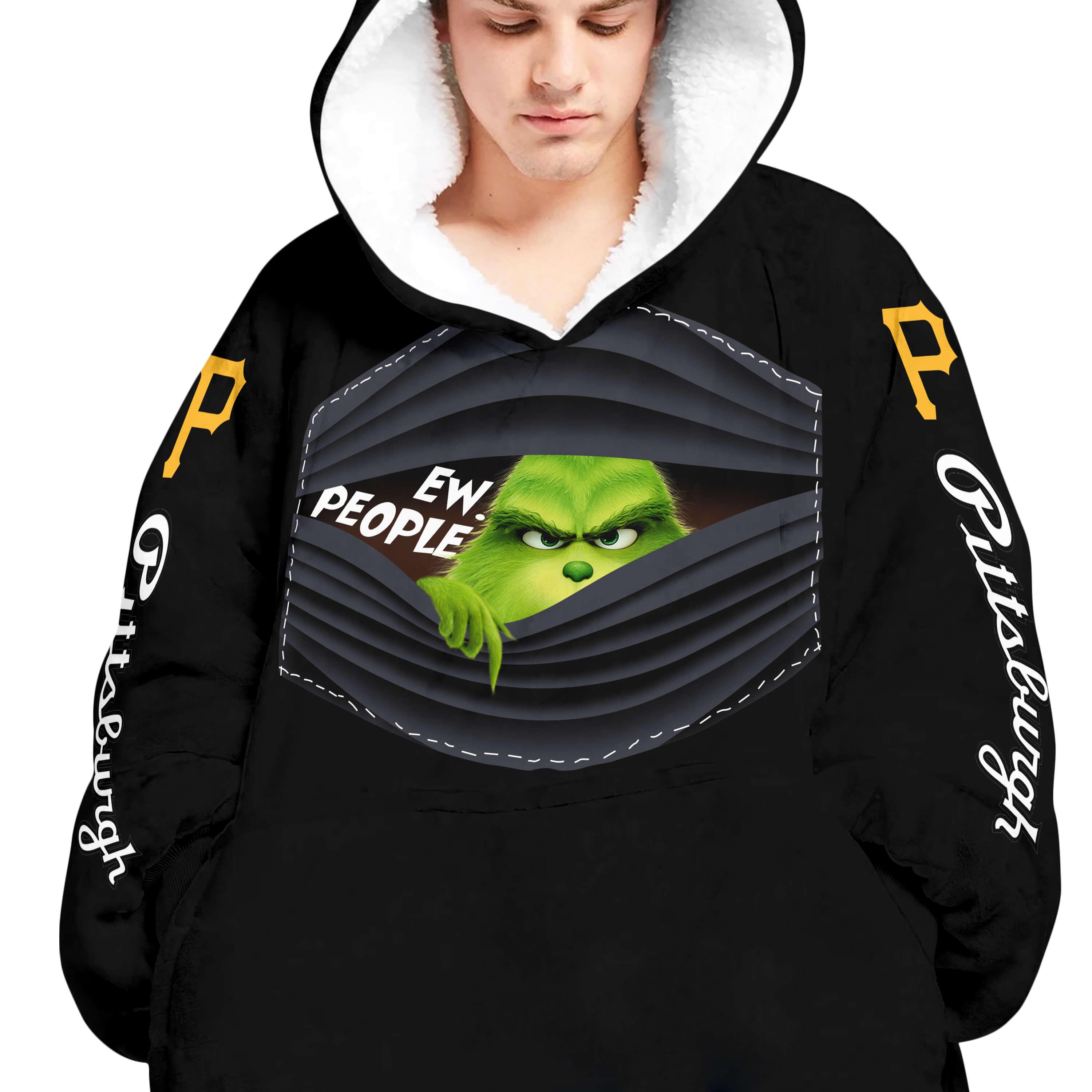 Grinch - Ew People - Pittsburgh Pirates - Oodie Blanket - Image 4