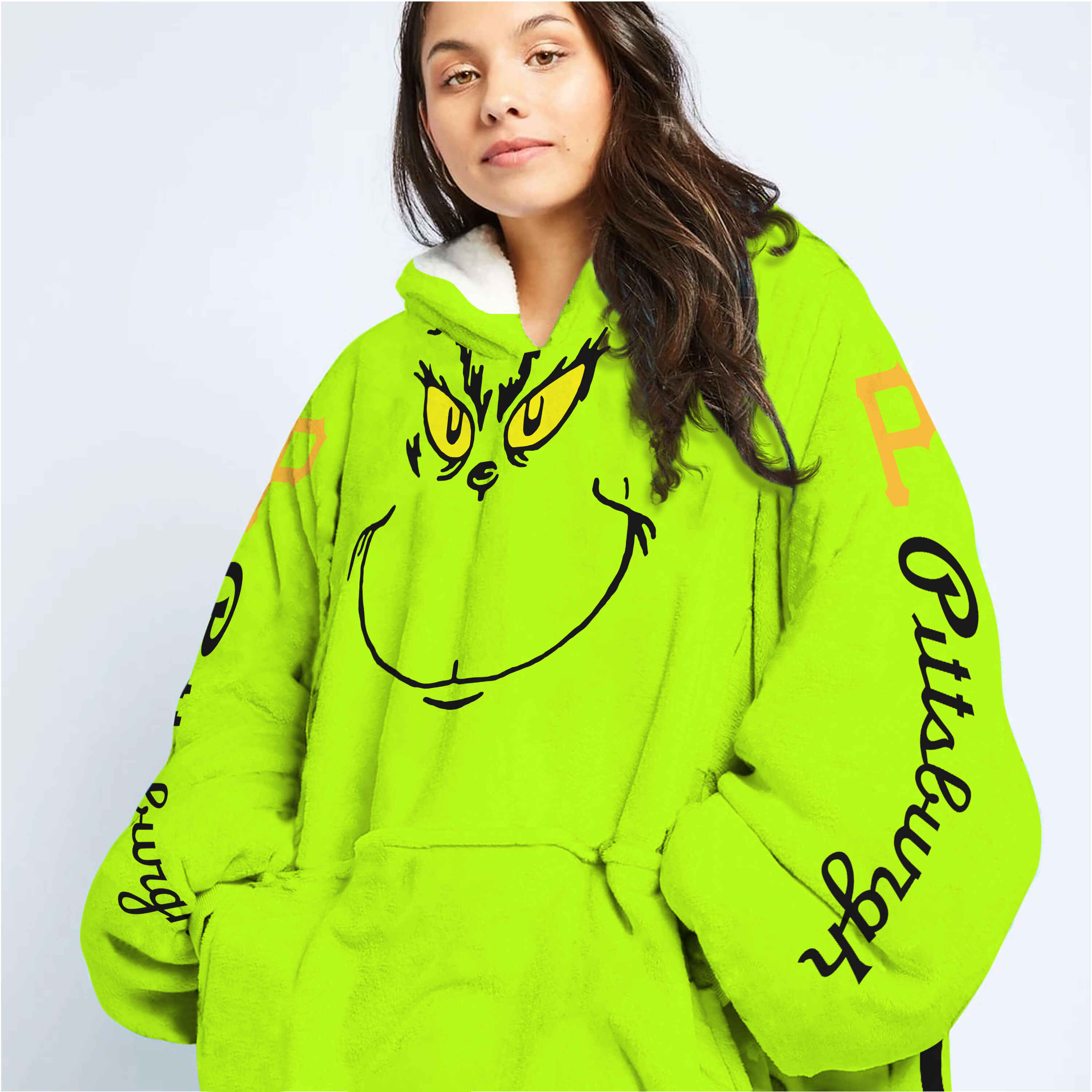 Grinch - Custom Name - Pittsburgh Pirates - Oodie Blanket - Image 3