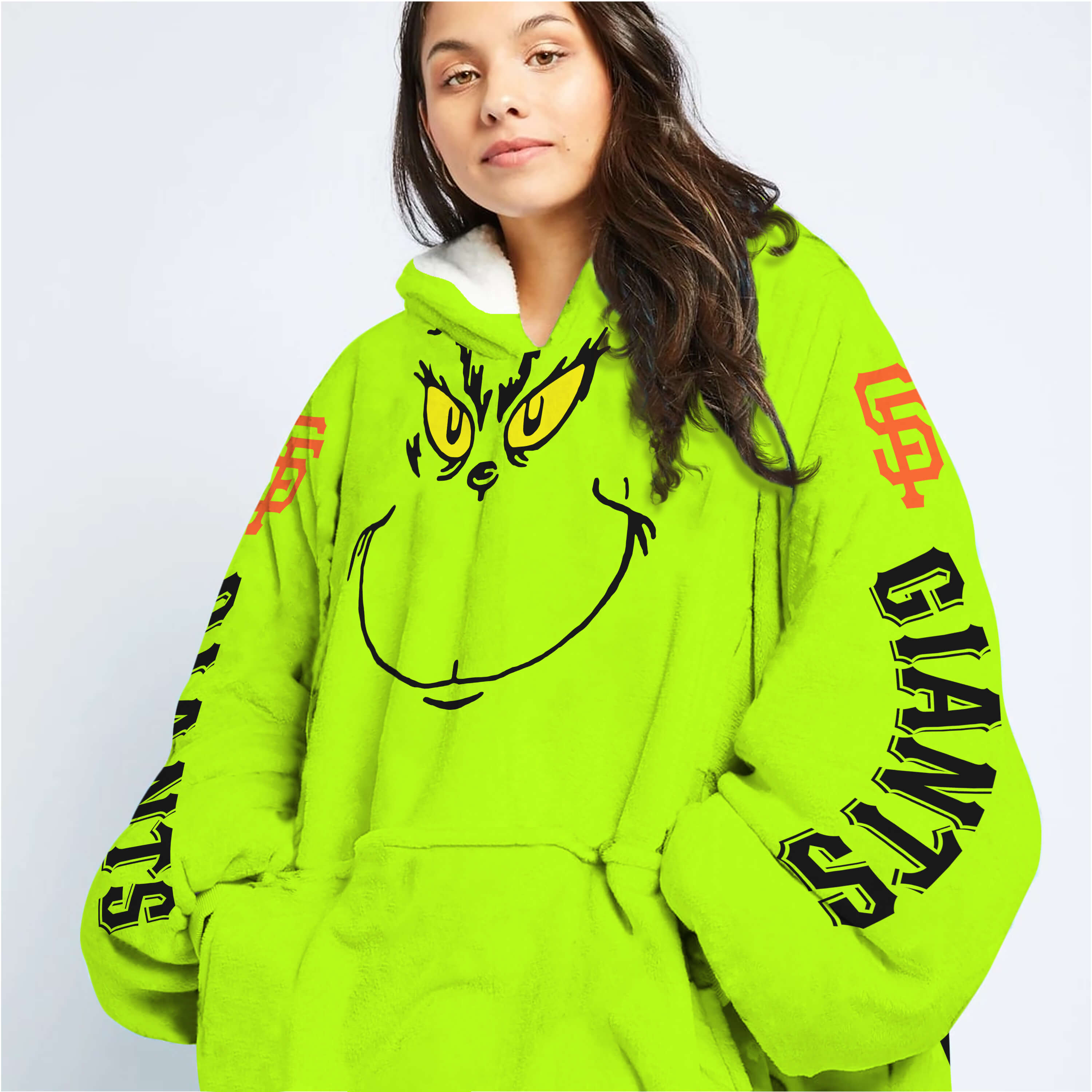 Grinch - Custom Name - San Francisco Giants - Oodie Blanket - Image 5