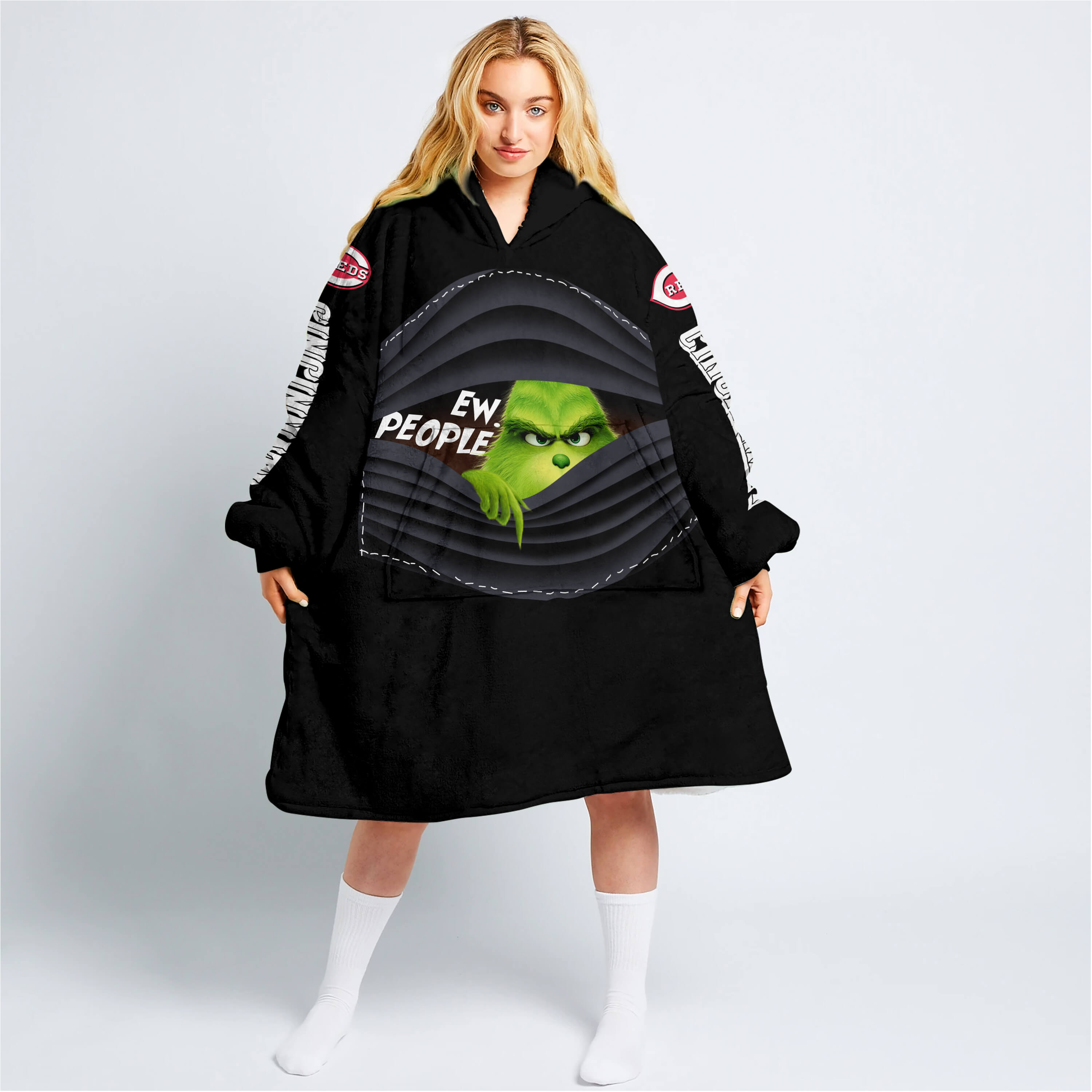 Grinch - Ew People - Cincinnati Reds - Oodie Blanket