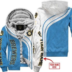 Limited Edition Mlb  -  Custom Name  V2  -  Milwaukee Brewers - Fleece Zip Hoodie