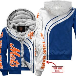 Limited Edition Mlb  -  Custom Name  V2  -  New York Mets - Fleece Zip Hoodie