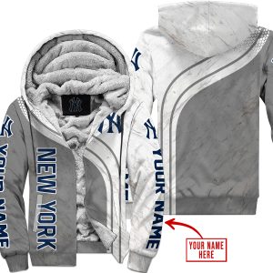 Limited Edition Mlb  -  Custom Name  V2  -  New York Yankees - Fleece Zip Hoodie