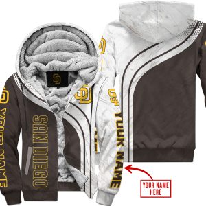 Limited Edition Mlb  -  Custom Name  V2  -  San Diego Padres - Fleece Zip Hoodie