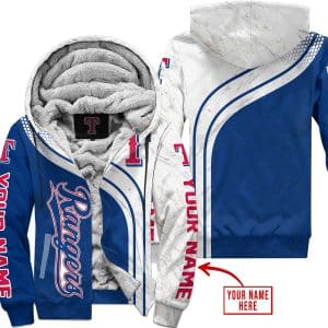 Limited Edition Mlb  -  Custom Name  V2  -  Texas Rangers - Fleece Zip Hoodie