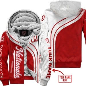 Limited Edition Mlb  -  Custom Name  V2  -  Washington Nationals - Fleece Zip Hoodie