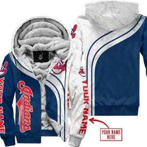 Limited Edition Mlb  -  Custom Name  V2  -  Cleveland Indians - Fleece Zip Hoodie