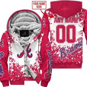 Limited Edition Mlb - Custom Name - Atlanta Braves - Fleece Zip Hoodie