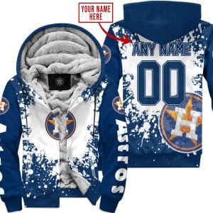 Limited Edition Mlb - Custom Name - Houston Astros - Fleece Zip Hoodie